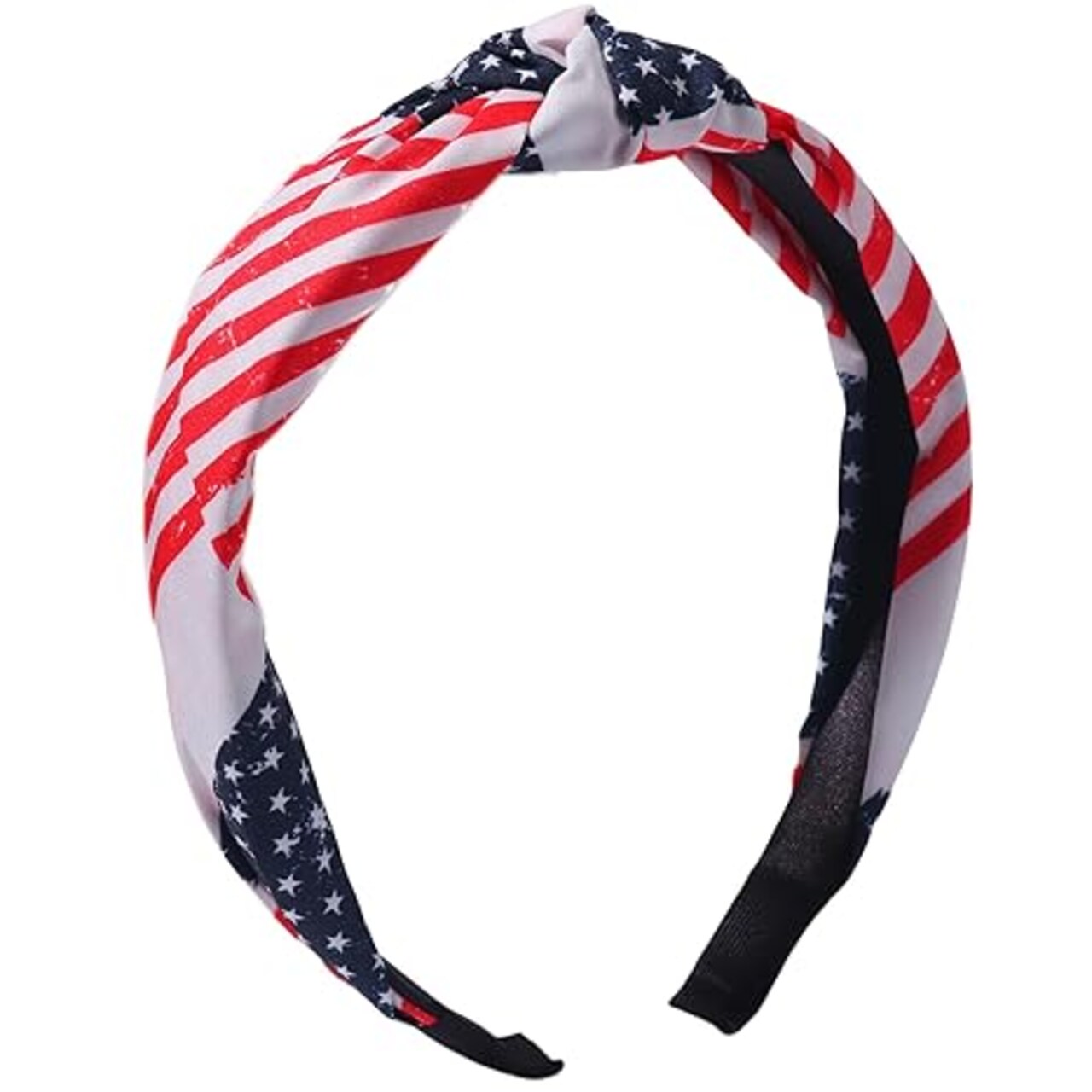 4th of July Headband Independence Day Hair Accessories for Women Girls USA Flag Stripe Hair Decoration Non Slip Wide Knotted Hair Band Patriotic Parade Makeup Decor Supplies 1 Pcs